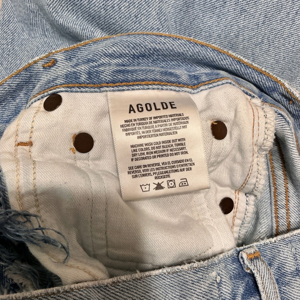 AGOLDE‎ 90s High Rise Straight Leg Crop Light Wash Raw Hem Jeans Size 23 - Picture 8 of 12